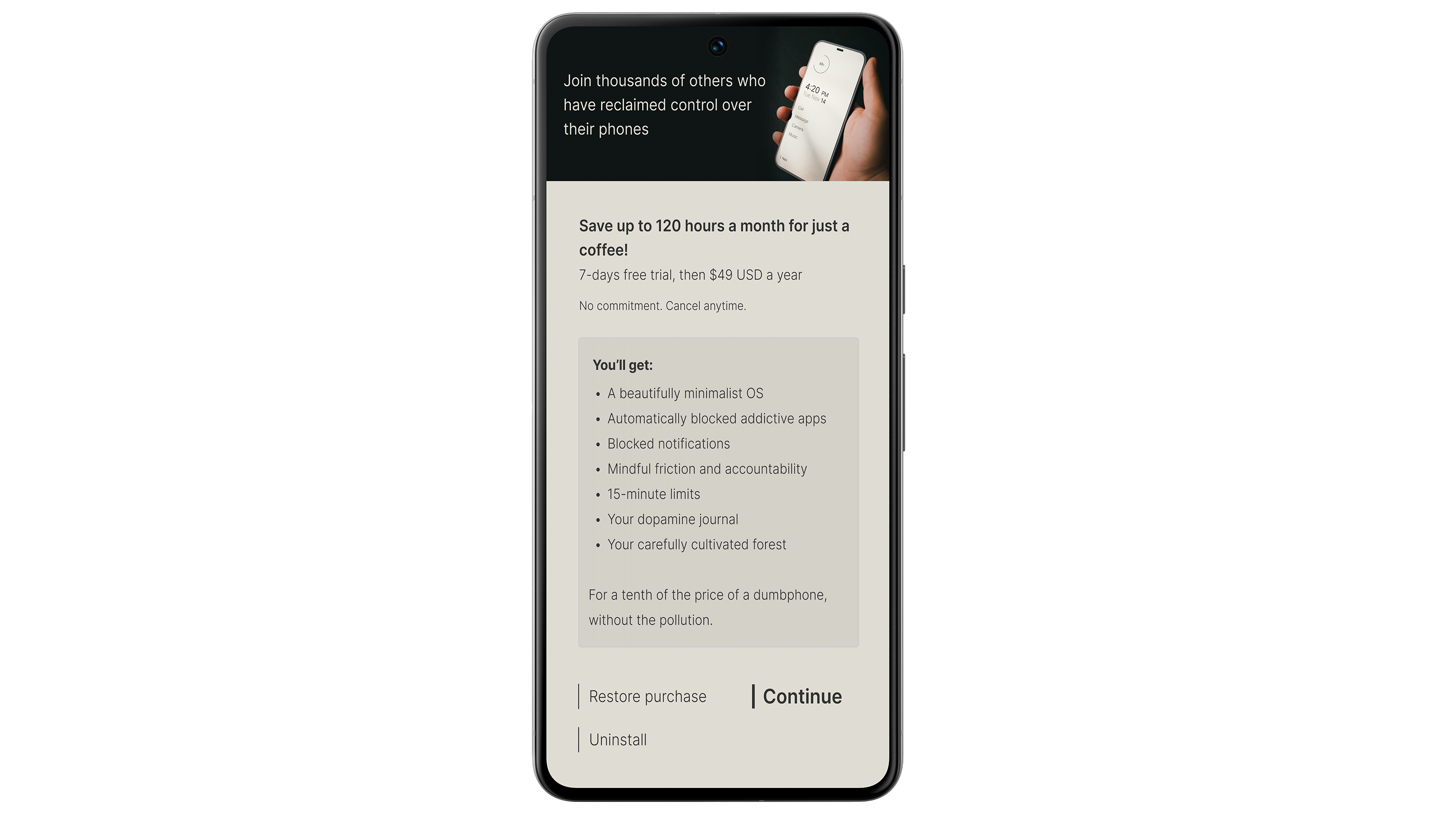 Minimis Dumb Phone Launcher (Android) (APP-MINIMIS-AND) image 1